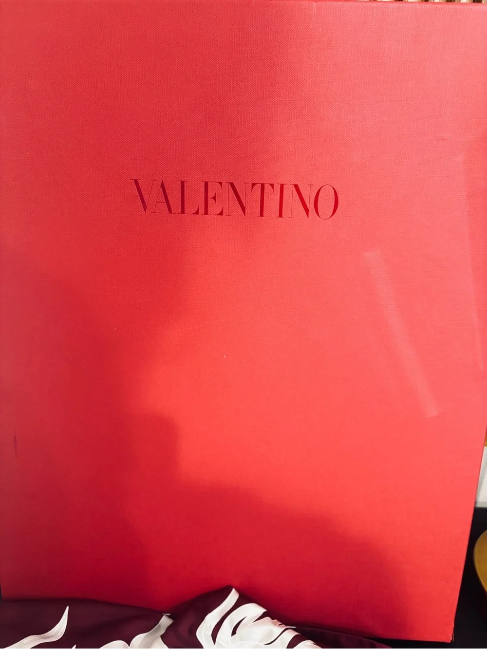 Valentino Capsule Collection Burgundy & White Silk Turban Head Scarf